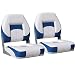 North Captain T1 Deluxe Low Back Folding Boat Seat (2 Seats), White/Blue