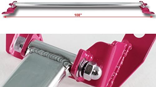 JDM Aluminum Front + Rear Upper Strut Tower Bar Pink Compatible with 2015-2018 Subaru WRX STI