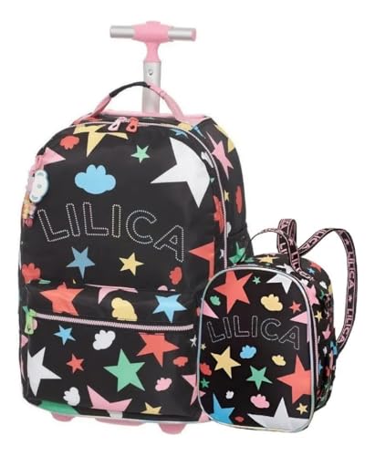 Kit Mochila De Rodinha Tubo + Lancheira Térmica Lilica Lovit Prisma - Pacific