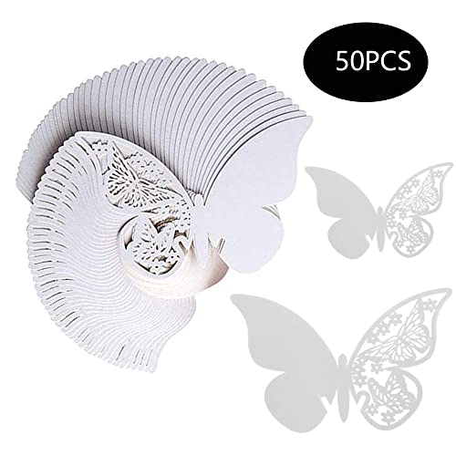 WUDZ 50 Stücke Schmetterling Cup Deko, Schmetterling Platzkarte, Schmetterling Gastgeschenk Tischdeko, Schmetterling Namenskarte, Für Hochzeit, Geburtstag, Party, Tischdekoration