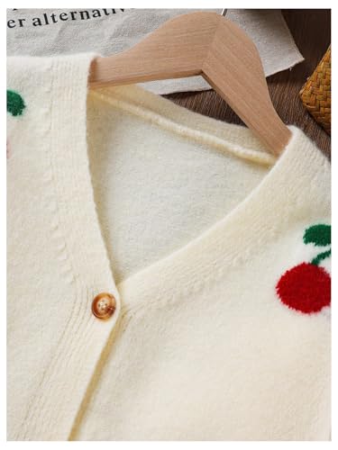 SHENHE Girl's Cherry Cardigan Sweater Button Down Lightweight Soft Knit Fall Crop Cardigan3