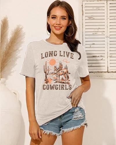 Cowboys Boots Shirts Women Long Live Western Vintage Cowgirl Graphic Tees Funny Letter Print Country Music Tshirt4