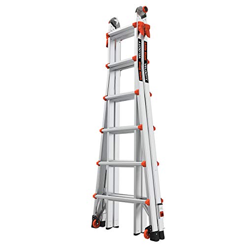 Little Giant Ladders, Velocity with Wheels, M26, 26 Ft, Multi-Position Ladder, Ratchet Leg levelers, Aluminum, Type 1A, 300 lbs Weight Rating, (15426-801)