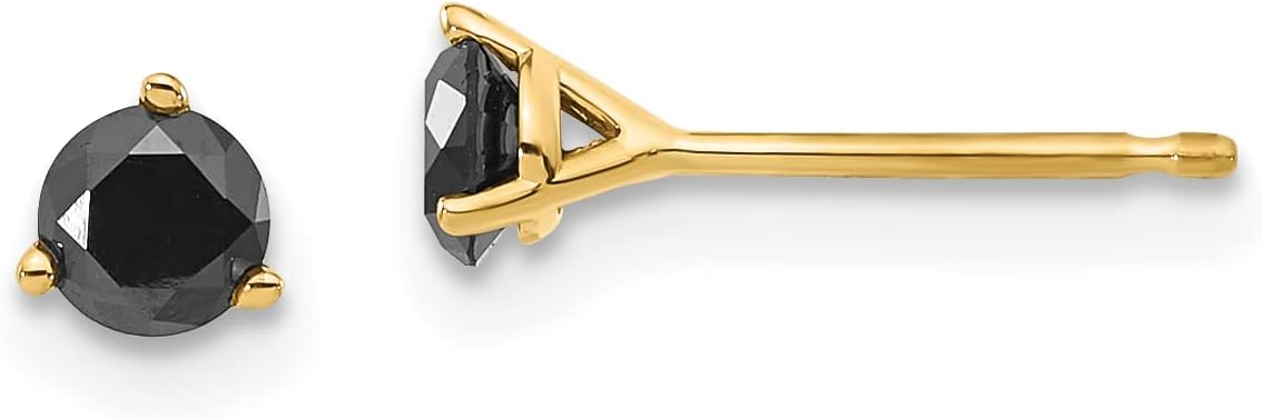 14K Yellow Gold .40Ct. Black Yellow Gold Diamond Stud Earrings/Diamond Ctw. 0.4