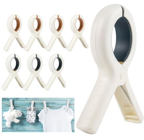 8 Pcs Beach Towel Clips for Sun Loungers Towel Laundry Clips Strong Grip Clothes Pegs Non-Slip Towel Pegs for Washing Line Pool Chairs Sunbeds Keep Your Towel from Blowing Away-(4Blue+4Orange)