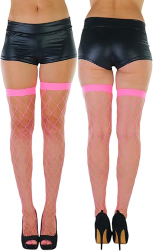 Image of ToBeInStyle Women's Vibrant Large Net Fishnet Thigh High Elastic Nylon Novelty Stockings