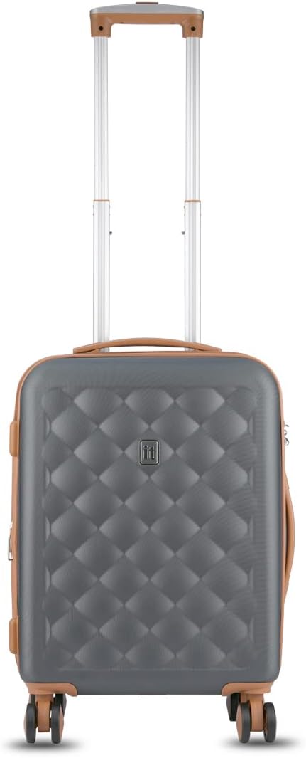 Fashionista Charcoal Grey Cabin-54 cm Hardsided ABS Suitcase Expandable with Wet Pouch Inside & TSA Lock 8 Wheel Trolley Bag