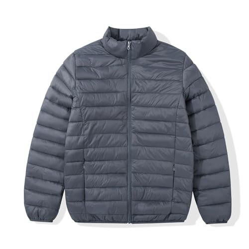 Image of MADHERO Mens Puffer Jacket Packable Lightweight Water-Resistant Stand Collar Down Alternative Puffy Outerwear Coat