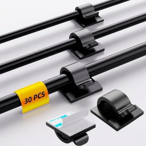 Image of Cute Whale Cable Clips (30 Pack, Black) | Decorative 3M Adhesive Wire Organizers for a Tidy & Fun Workspace