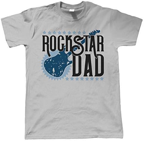 My Dad is a Rockstar, Funny Mens T-Shirt |Looking Good Old Handsome Dad Confidence Guitar Rocker |Cool Ideal Birthday Present Him Dad Husband Son Sports Grey