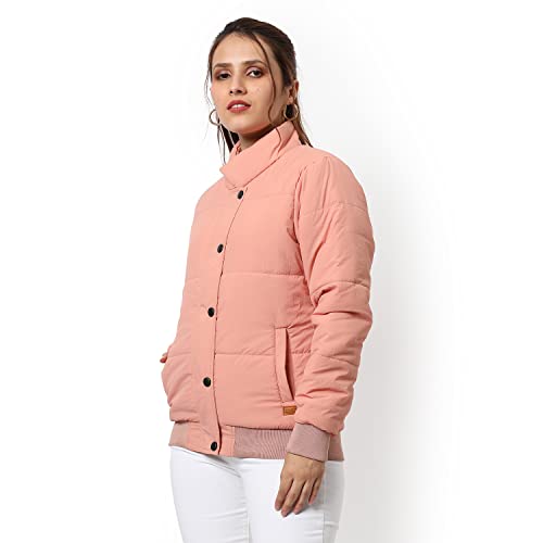 Image of PINACOLADA Women's Puffer Regular Fit Bomber Jacket For Winter Wear | Standing Collar | Full Sleeve | Zipper | Casual Jacket For Woman & Girl | Western Stylish Jacket For Women
