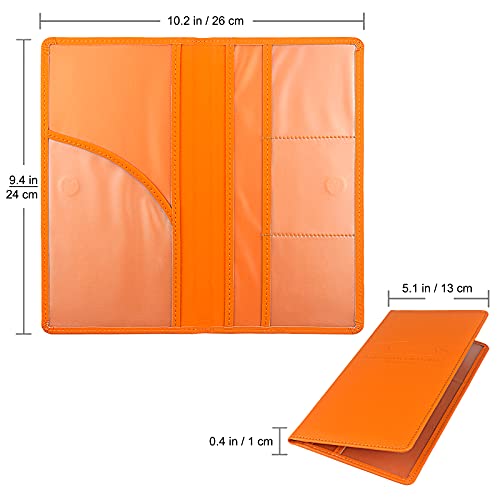 Image of LumiMokki Premium Car Registration & Insurance Card Holder with Magnetic Shut, Vehicle Glove Box Car Organizer - For Documents, Cards, License (Orange)