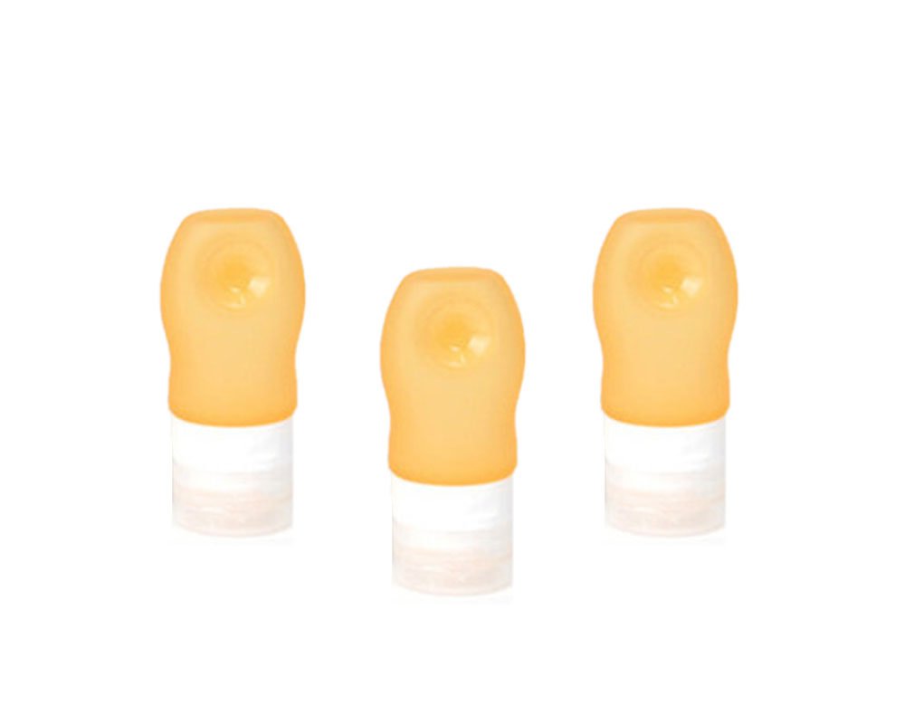 Meded Silicone Refillable, Squeezable, Leak Proof, Unbreakable Travel Tube Bottles Orange - Small Size (Pack of 3)
