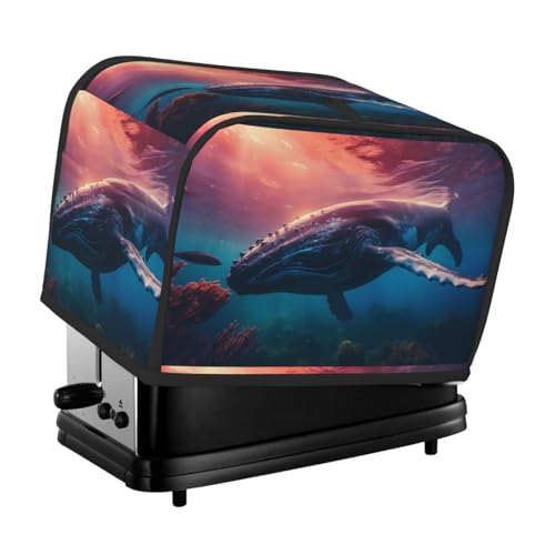 Sunshine Ocean Whale - Cubierta para tostadora de 2 rebanadas, con bolsillos para cocina, cubierta para electrodomésticos pequeños y protección de huellas dactilares, lavable a máquina Sunshine Ocean Whale - Cubierta para tostadora de 2 rebanadas, con bolsillos para cocina, cubierta para electrodomésticos pequeños y protección de huellas dactilares, lavable a máquina