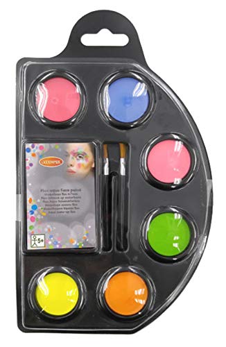 Goodmark- Schmink, 6 x 2 g, Neon Aqua Face Paint - Pintura Luminosa, Multicolor (Geen Merk Party Pro_631311)