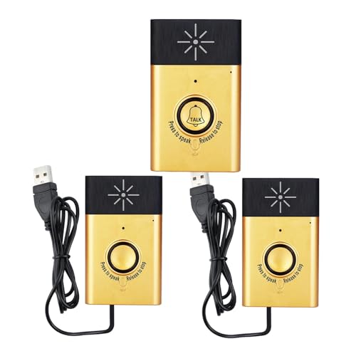 Timbre intercomunicador de voz inalámbrico, Monitor de conversación bidireccional con botón de unidad exterior, receptor de unidad interior, timbre de puerta de seguridad inteligente for el hogar(Gold
