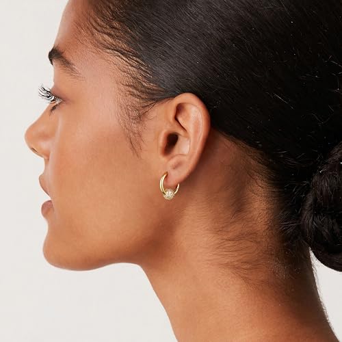 CHESKY Small Hoop Earrings - 14k Gold Plated Dangle Earring for Women Hypoallergenic Cubic Zirconia Pave Drop Hoops Minimalist Huggie Earrings Bridesmaid Jewelry