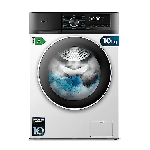 Cecotec Lavadora 10Kg de Carga Frontal Bolero Dresscode 10500 Inverter A. 1950W, 1400 rpm, Motor Inverter Plus, Bajo Consumo, 16 Programas, Lavado con Vapor, Delay Start, Blanca