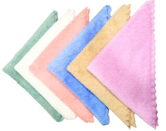 brikshi Soft Terry Towel Handkerchief Women Soft Cotton Hankies Ladies hanky set of 4 design and color random-picture-2