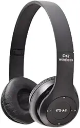 Fone Bluetooth 5.0 Sem Fio P47 Dobrável com Rádio FM Entrada Auxiliar Microfone Integrado