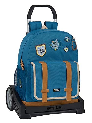 Safta Mochila 754 con Carro Evolution Reciclable National Geographic Explorer  320x140x430mm
