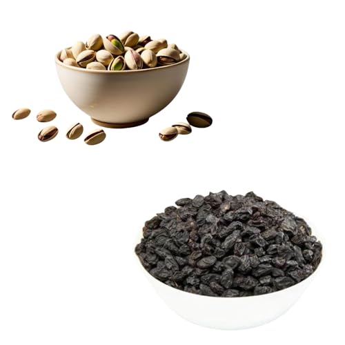 Image of RAJTILAK Dry Fruits Combo Pack of 2 | Roasted-Salted Pistachio & Premium Black Raisins | Namkeen Pista & Kali Kishmish | Nuts & Dry Fruits | Healthy & Tasty | Pack of 2x10g Each