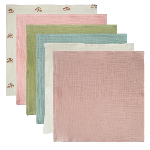 Image of Baby Muslin Washcloths 11x11 inch Soft and Absorbent Cotton Face Towels for Baby Boys&Girls 6 Pack
