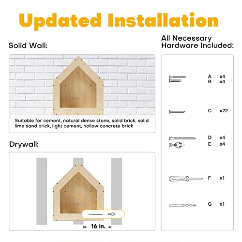 Fukumaru Casa Per Gatti Da Parete, 39 X 30 X 45 Cm, Condominio In Compensato Di Betulla, Arredamento Multiuso Per Gattini, Design Elegante, Fai Da Te Per Gatti - 5