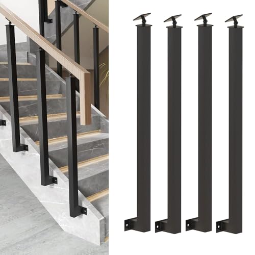 Fuseaux de main courante orientables à 270° pour rampant intérieur lot de 4 poteaux carrés 95 cm