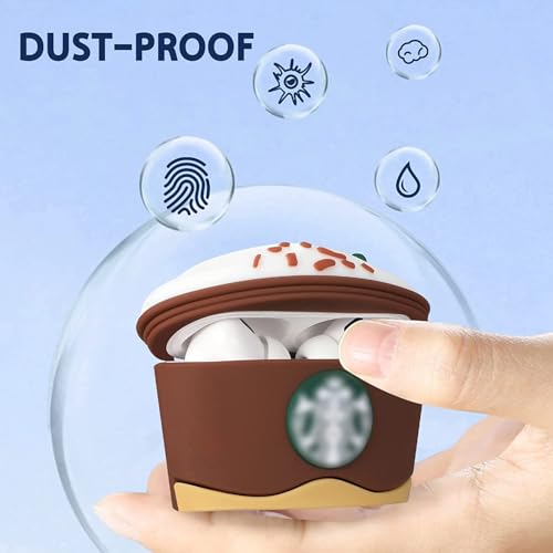 Image of Earphone Case Cover Compatible for Realme Buds T300, Soft Silicone Skin Case Cover Shock-Absorbing Protective Case with Keychain (Front LED Visible) (Brown)