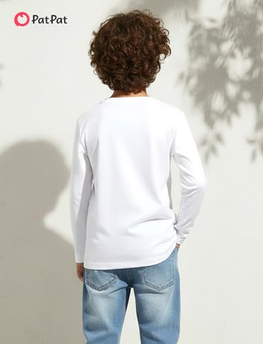 Image of PATPAT Boys Long Sleeve Shirts Cotton Solid Crew Neck Basic Shirts 5-16 Years