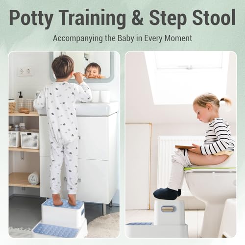 Marchepied enfant COOSEYA lot de 2 tabourets 2 marches bleu