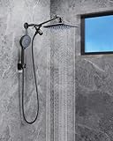Veken High Pressure Rain Shower Head Combo with Extension Arm- Easy to Install Wide Rainfall Showerhead with 3 Water Spray Modes – Adjustable Dual Showerhead with Anti-Clog Nozzles