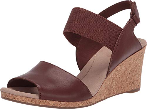 Clarks womens Lafley Lily Wedge Sandal, Tan Leather, 6.5 US