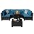 Peacabo 8 Piece Outdoor Patio Furniture Set with Fire Pit Table, Wicker Sectional Sofa Set with Thick Cushions, Perfect for Garden Lawn Pool or Backyard, (Brown/Peacock Blue)