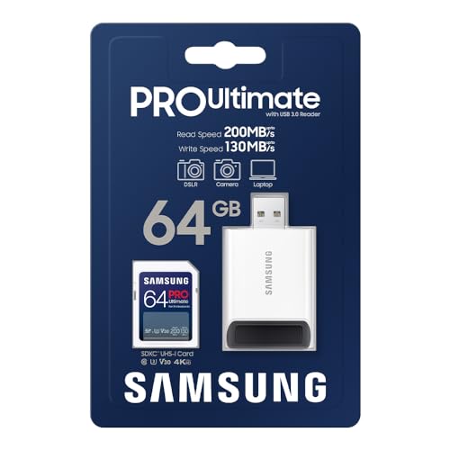Samsung PRO Ultimate SD-Karte, 64 GB, UHS-I U3, Full HD & 4K UHD, 200 MB/s Lesen, 130 MB/s Schreiben, Speicherkarte für Kamera, PC… – Ansicht 8