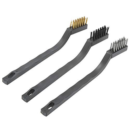Akozon Mini Brosse Métallique, Paquet de 3, Outil de Jardin à Poignée Ergonomique pour les Bavures de bonsaï, Petits Espaces en Acier et en Plastique
