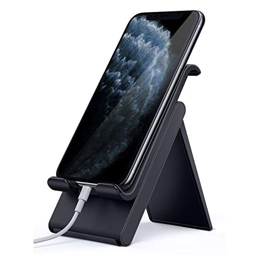 Lamicall Adjustable Cell Phone Stand - Foldable Portable Holder Cradle for Desk, Desktop Charging Dock Compatible with iPhone 11 Pro XS Max XR X 8 7 6S Plus Galaxy S10 S9 S8 Smartphones Black
