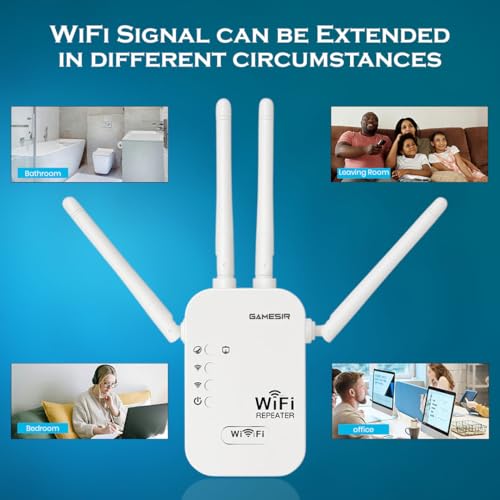 Image of GameSir WiFi Repeater 300Mbps Wireless Range Extender | 4 High-Gain Antennas | WiFi Signal Booster for Home, Office, | Supports WPS, AP & Repeater Mode (2)