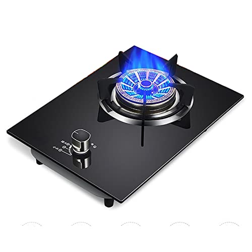 Aouoeeo Placa de Gas, Encimera de Gas, Cocina de Gas de 33 cm con Quemador, Vidrio Templado Negro, integrada, con protección contra Llamas.