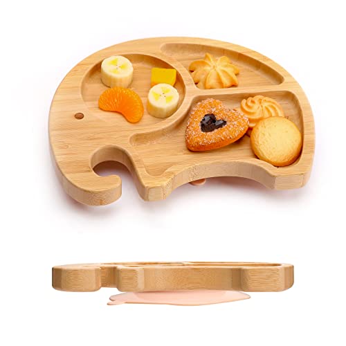 Mamimami Home ベビー食器 離乳食 食器 象 吸盤 皿 竹食器 ひっくり返らない 自分で食べる 吸着 くっつく プレート ベビー 子供 幼児 赤ちゃん 出産祝い ギフト【ピーチ】のサムネイル
