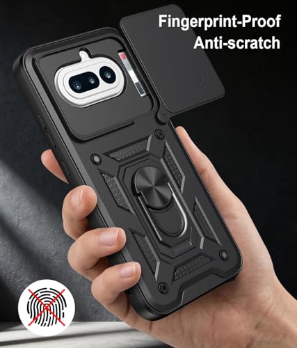 Image of Tough Armor Bumper Back Cover Case for Nothing Phone 4A 5G | Sliding Camera Cover, Kickstand & Ring Holder 360 Degree Protection Back Cover Case for Nothing Phone 4A 5G - Black