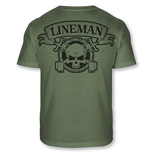 Lineman Skull Crossbones Soft Blend T-Shirt - Power Line Lineworker Badge Tee Shirt - A101