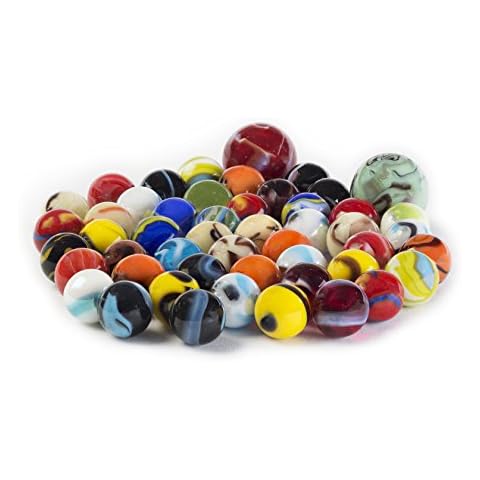 Ader Products 50 Piece Marbles Set - Colorful Glass Marbles for Kids Marbles Game | 48 Players and 2 Shooter Cover
