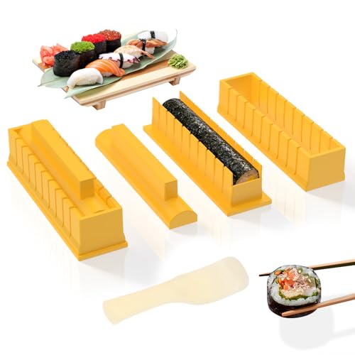 AwObEpl DIY Sushi Making Kit for Beginners, Complete Sushi Mold Set with Rice Paddle & Instructions, Easy to Use Sushi Roller for Homemade Sushi, Ideal for Home Kitchen & Sushi Parties