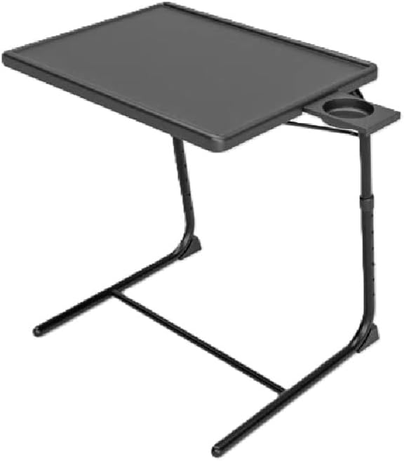 HOMION Portable Table Adjustable Folding Table, Lounge, Bedroom Furniture, Living, Tv, Multi Function With Cup Holder Bedside Livingroom Camper Van Camping Caravan Handy Black