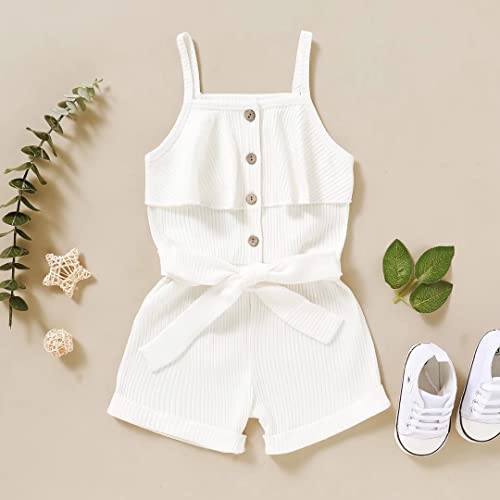 Tepuce Baby Girl Clothes 18-24 Months Toddler Strap Sleeveless One Piece Halter Romper Casual Summer Jumpsuit, White Suspender Dress 1-2T/90Cm #TOP1