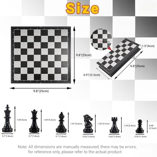 Magnetic Chess Set Game, Travel Chess Pieces with Folding Board Storage Case, Portable Traditional Strategy Game for Adults Kids Beginners - Image 5
