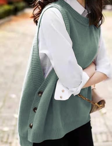 Image of HangNiFang Women's Round Neck Sleeveless Pullover Ribbed Knit Sweater Vest