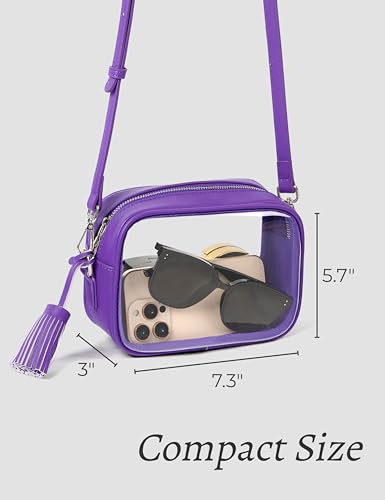 Yarnic Purple Clear Bag Stadium Approved, PVC Transparent Crossbody Purse Small Clear Crossbody Bag with Adjustable Shoulder Strap See-Through Bags3